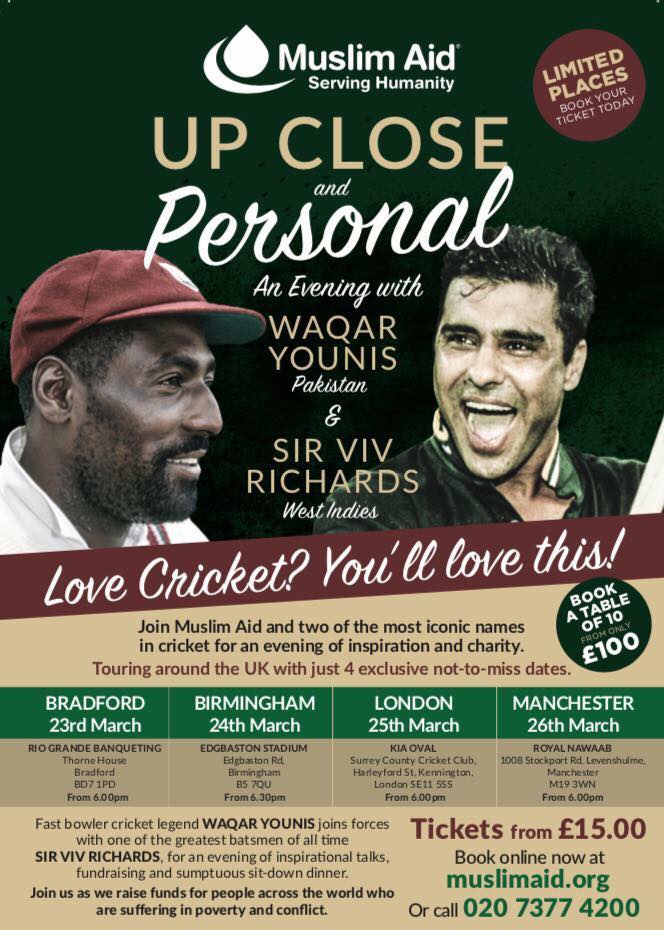 An evening with Waqar Younis (Pakistan) and Sir Viv Richards (West Indies)