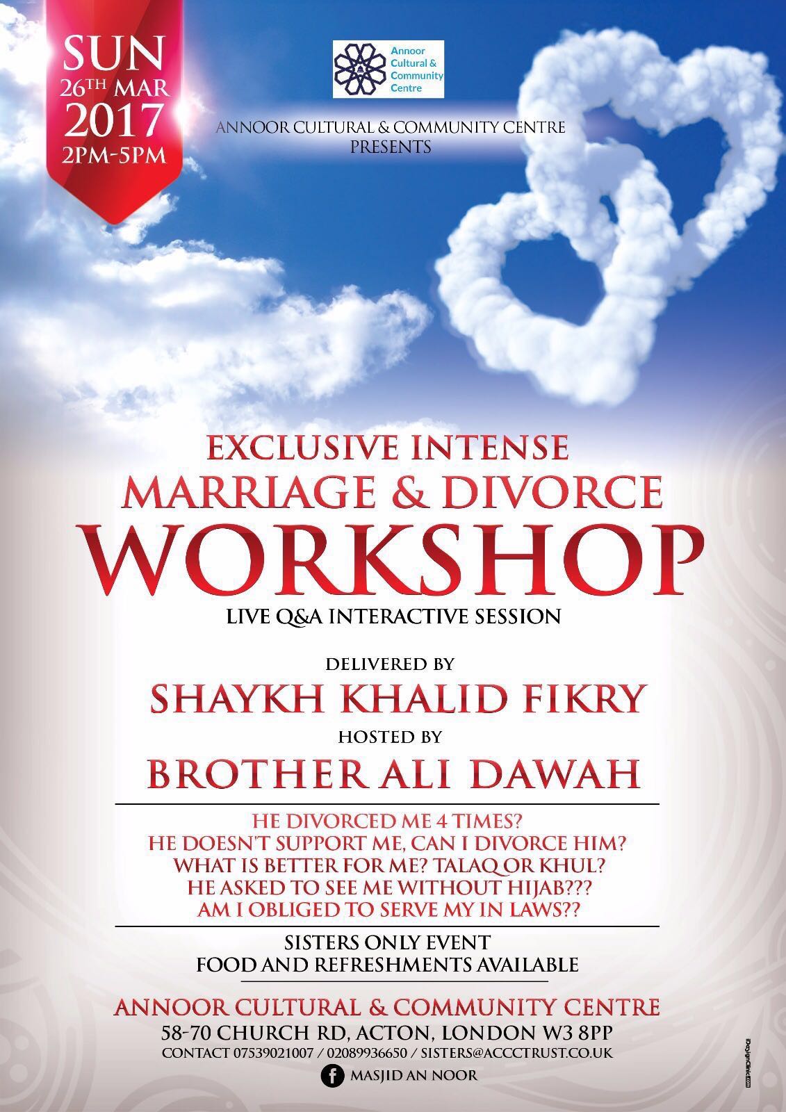 Marriage & Divorce Workshop With Shaykh Khalid Fikry & Ali Dawah (sister only event)