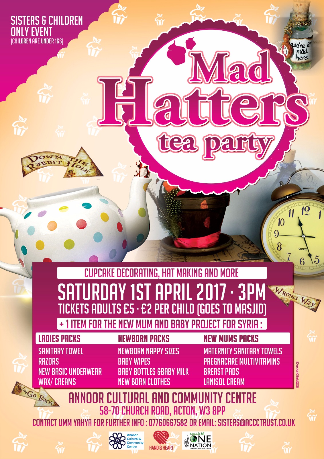Mad Hatters Tea Party for ladies & children in aid of Syria  - in partnership with ONENATIONUK & HAND & HEART FOUNDATION