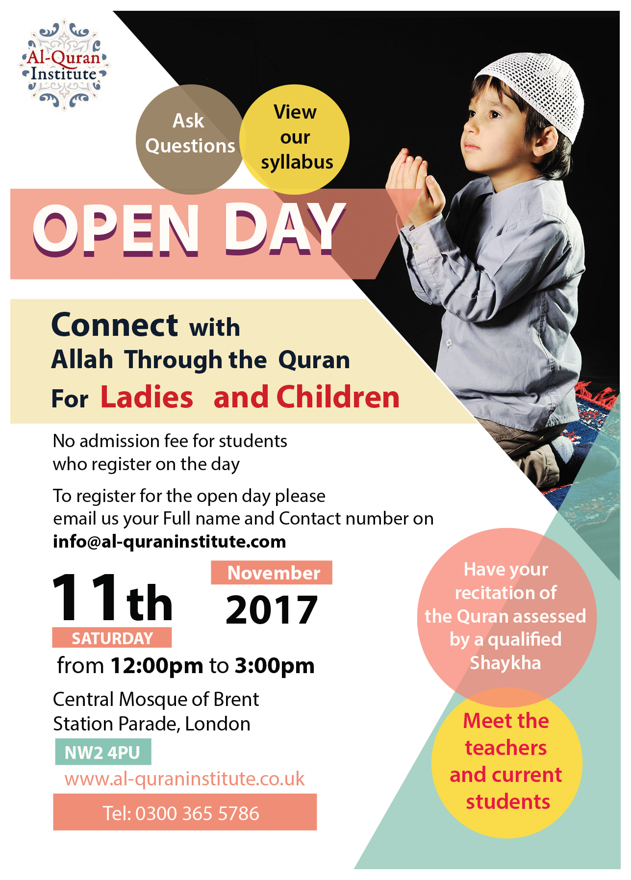 Al-Quran Institute Open Day - Enrol on our Tajweed Course
