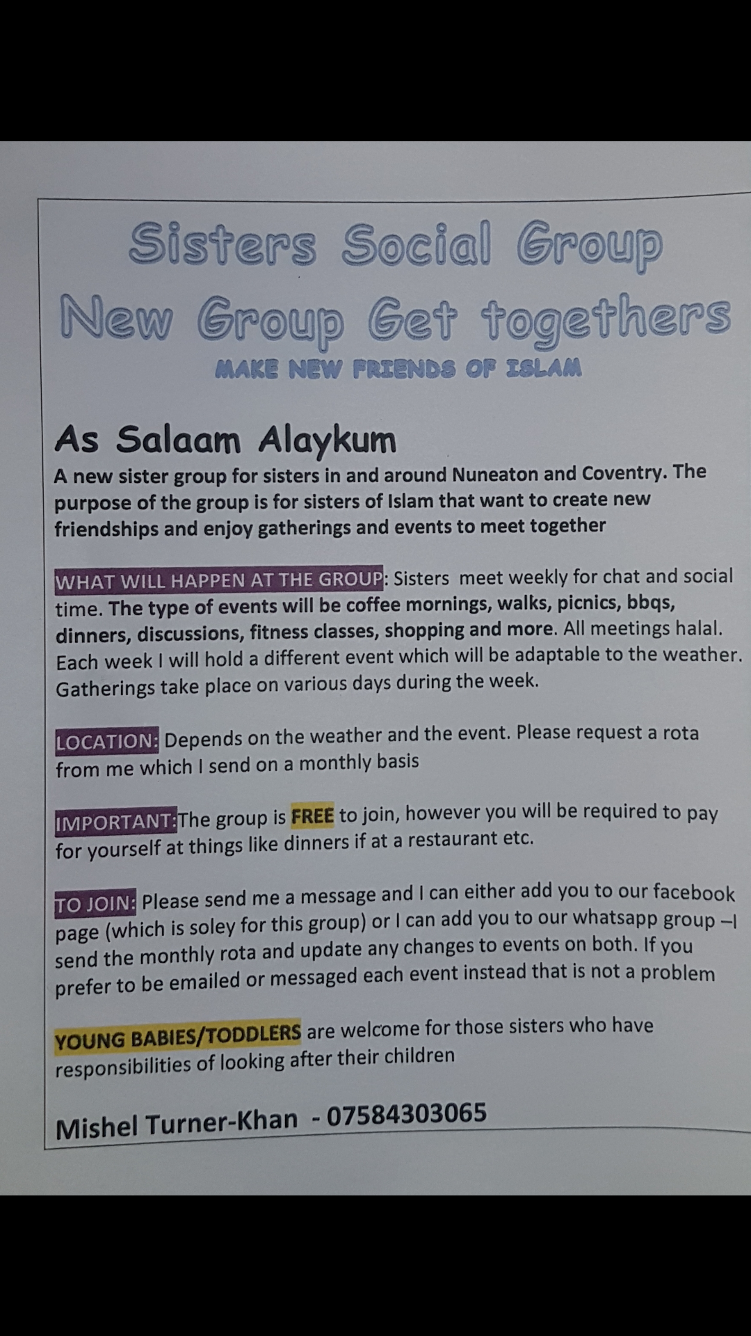 Sister's Social Group Get Togethers