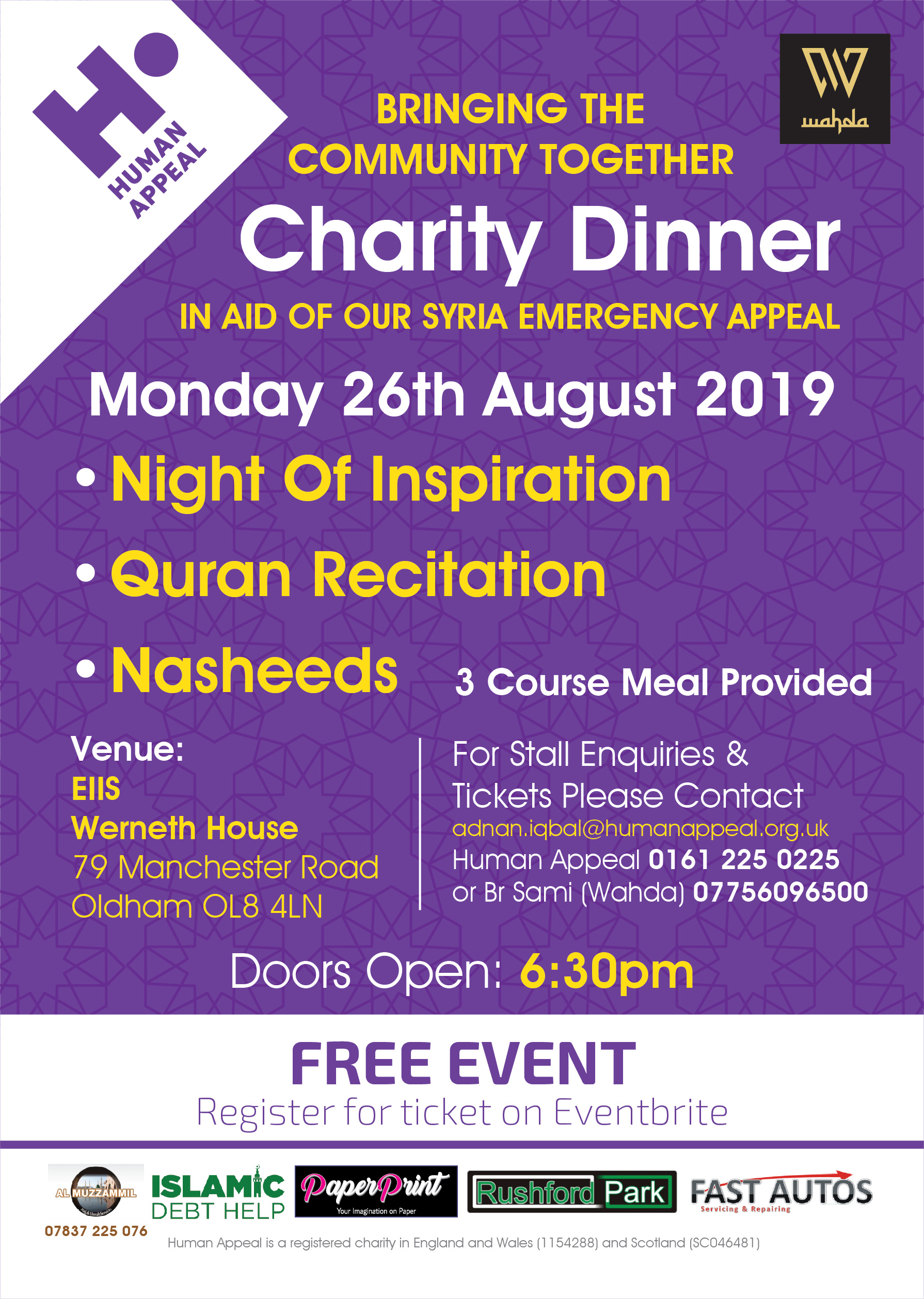 Wahda & Human Appeal - Charity Dinner