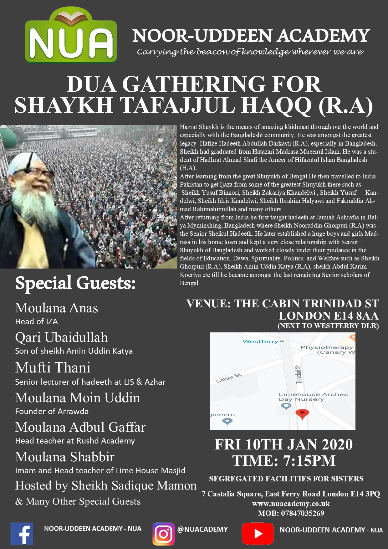 Dua Gathering for Shaykh Tafajjul Haqq R.A