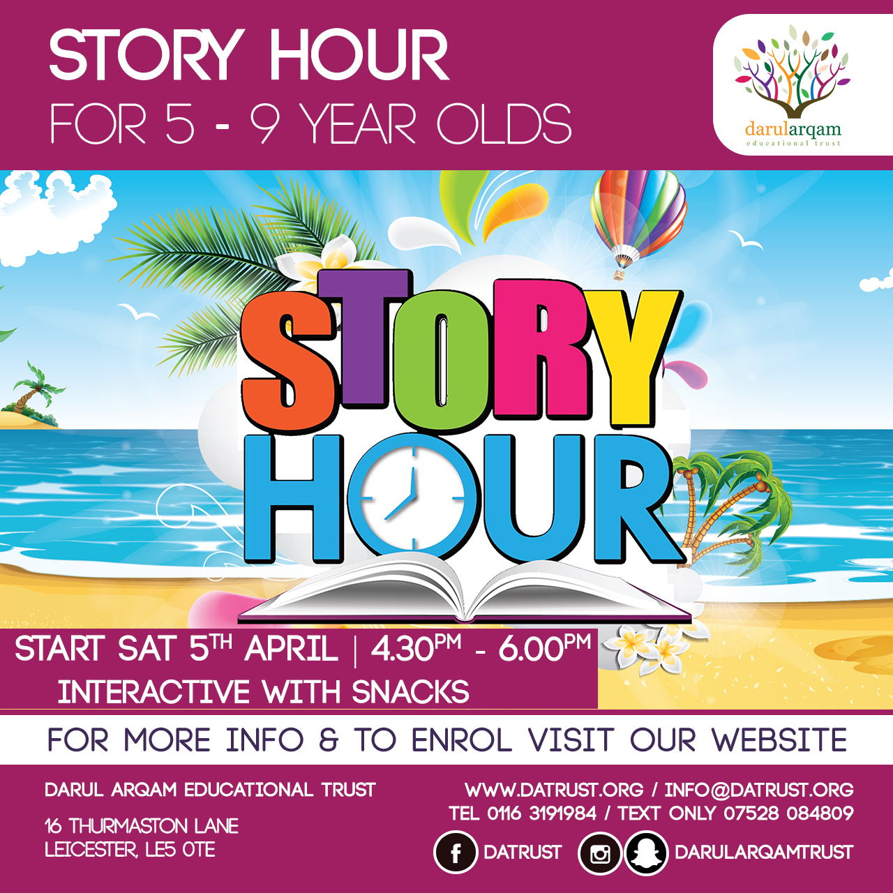 Story Hour For 5-9 Year - Starts Sunday 5th April