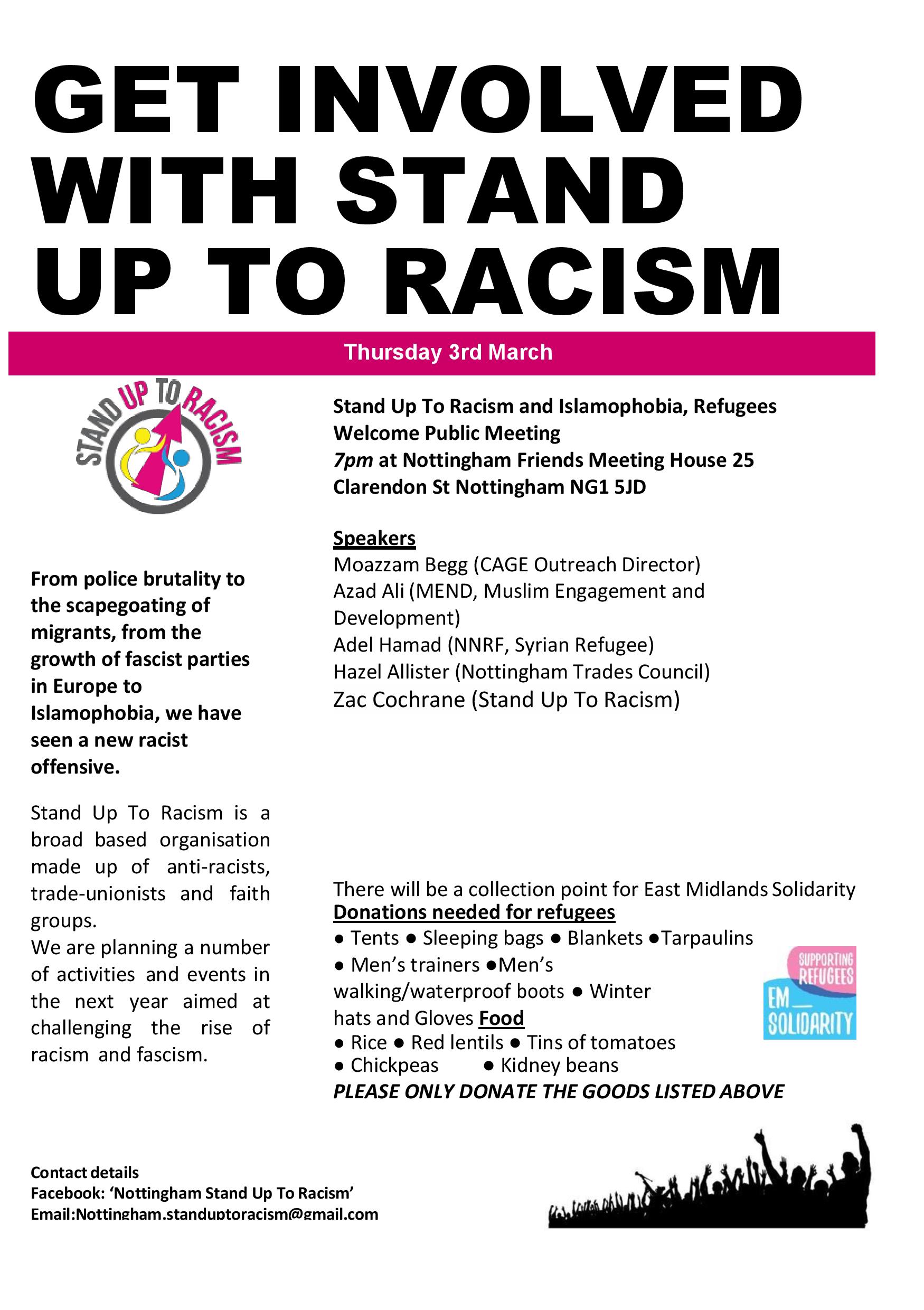 Public Meeting: Stand up to racism and Islamophobia. Refugees welcome here