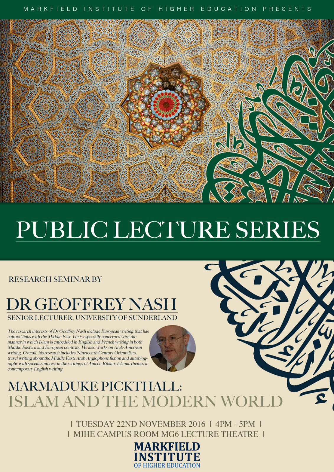 Markfield Institute of Higher Education. Public Lecture Series