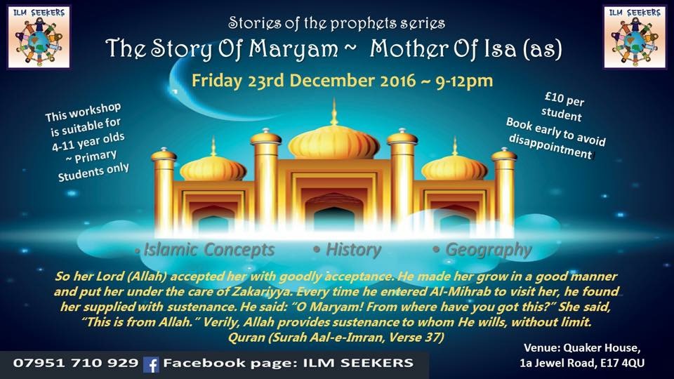 Maryam (as) Mother of Isa (as) workshop for kids